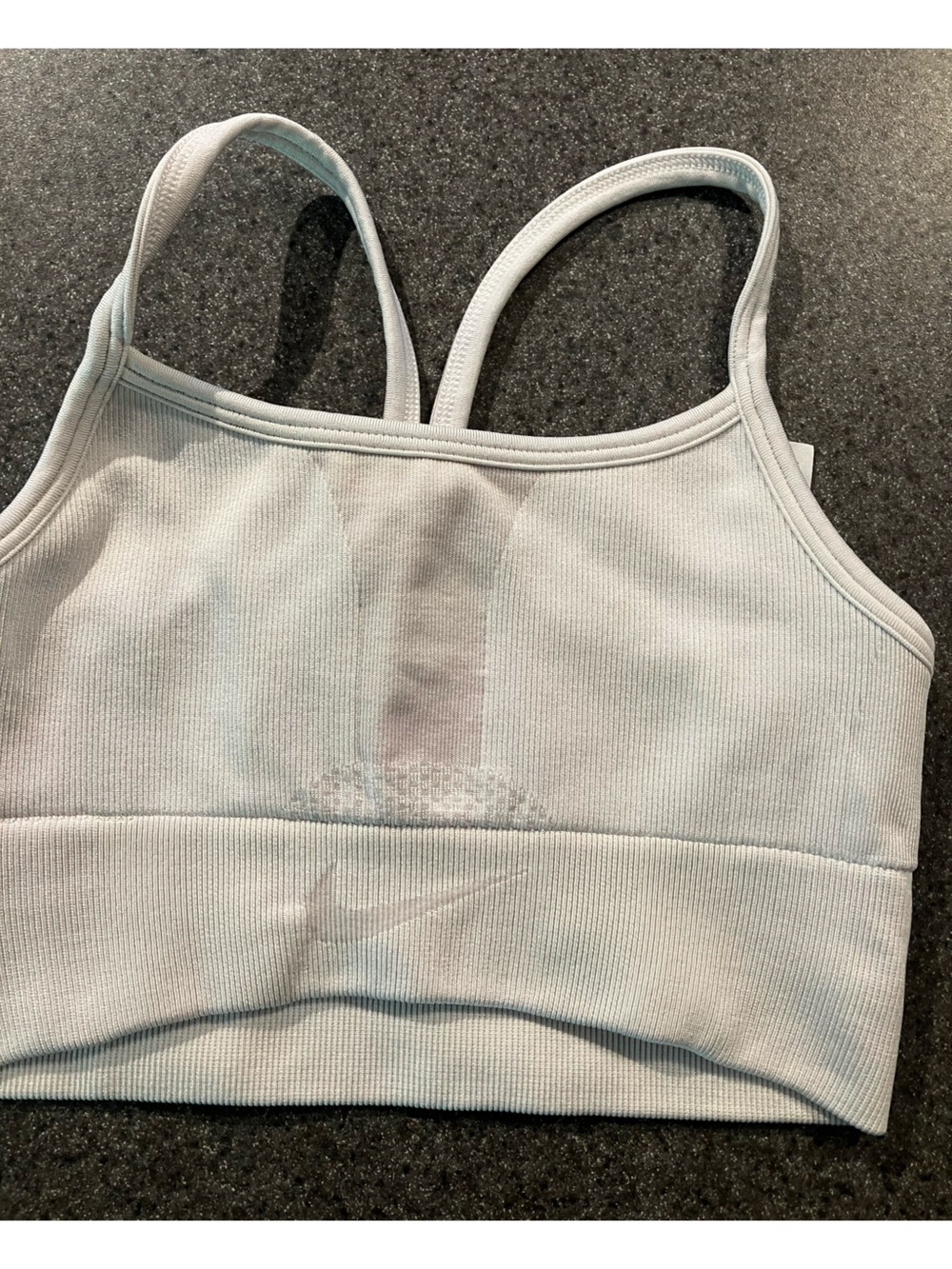 Nike Light Gray Ribbed Strappy Sports Bralette